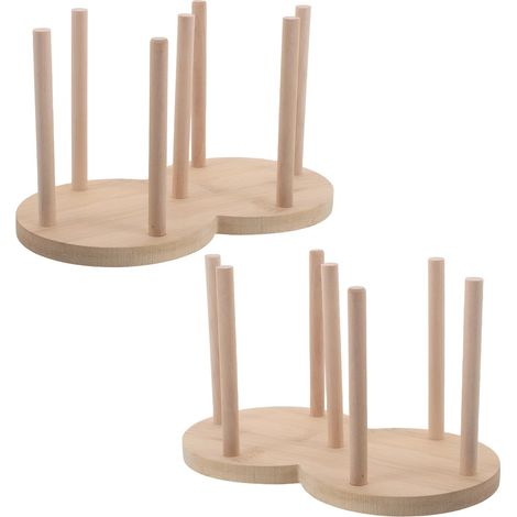 Support pour Poids de Bocaux en Verre 2 Pièces, Organisateur Compact à 2 Compartiments 7,8 Cm, Étagère de Rangement en Bambou Écologique pour Fermentation Cuisine, (1/5)