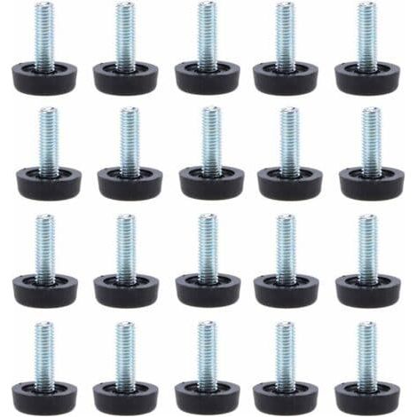 Lot de 20 pieds de nivellement pour meubles - M8 x 24 mm, protections réglables pour pieds de table avec tige filetée, 24 mm, pied de nivellement à visser (1/4)
