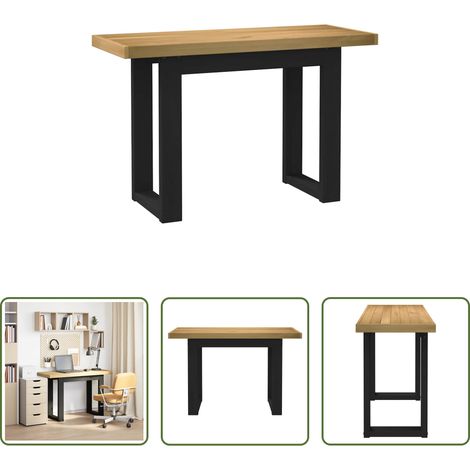 Massiver Schreibtisch - Schreibtisch NOAIN U-Form-Beine 120x50x75 cm Massivholz Kiefer (1/5)