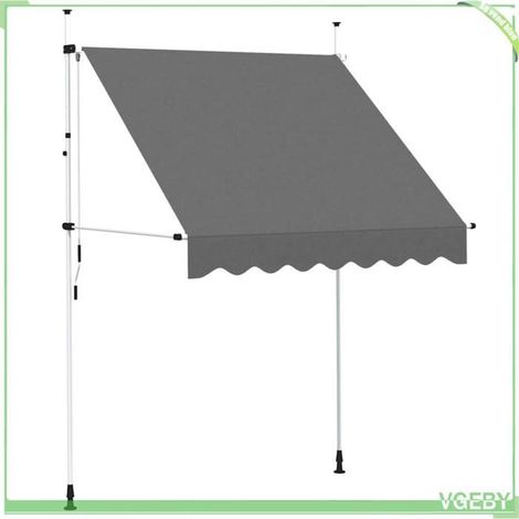 Auvent rétractable manuel - FAFEICY - 143688 - Anthracite - 200 cm - Projection 120 cm (1/5)