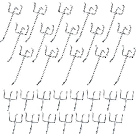 30 ganchos para paneles perforados, ganchos para puertas y paredes, ganchos de pared para organizar herramientas, bancos de trabajo y estanterías de taller - 10 cm/5 cm (1/5)