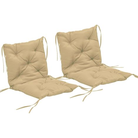 Set di 2 cuscini per sedia 98 x 50 x 8 cm kaki con lacci, poliestere (1/5)