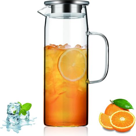 Carafe eau avec couvercle et bec verseur d'eau pichet à thé glacé pour boisson maison lait café vin de service (1/5)