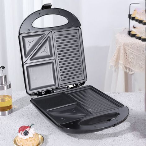 SJLERST Gaufrier 1400 Watt, facile à nettoyer avec revêtement antiadhésif en fer, 3in1 forme de poêle grill électrique sandwich oeuf multifonctions