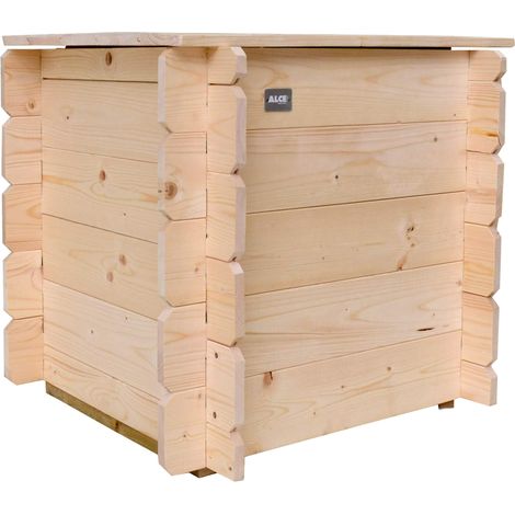 Baule Cassapanca da Esterno 60x60xh56 cm Gaia in Legno di Abete Naturale (1/3)