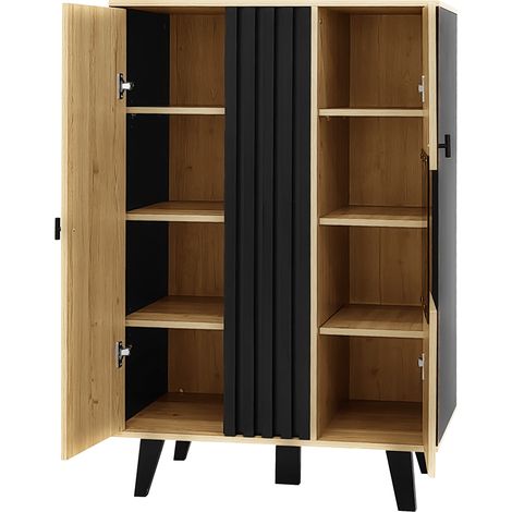 ELVMI Vetrina con 2 Ante, 3 Ripiani e LED per Soggiorno in Pannello di Particelle 80 × 40 × 120 cm Legno (1/5)