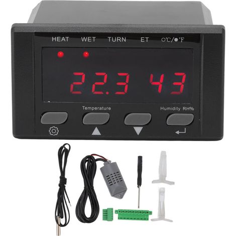 Contrôleur numérique de température et humidité pour incubateur – Compatible reptiles & volailles, écran LCD, réglage °C/°F