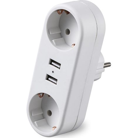ZHIJIA PREMIUM Rallonge plate 4 en 1 16A avec 3 prises allemandes et 2 USB, murale pour maison et bureau (1/5)