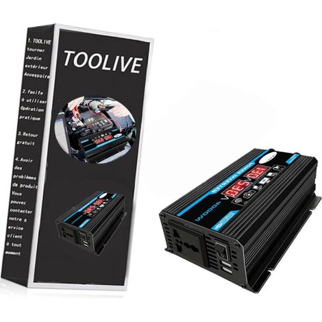Convertisseur de tension 12V-220V 300W – Onduleur avec ports USB-C et USB-A 3A – Protection contre surchauffe et court-circuit - V-220 (1/5)