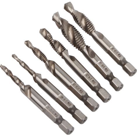 Tarauds filetés en acier rapide, outil de taraudage Portable avec tige hexagonale 6 pièces (1/4)