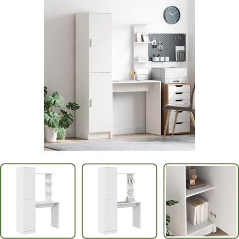 vidaXL Bureau marron - Bureau 2 pcs Blanc (1/5)