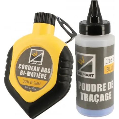 Cordeau à tracer, 30 mètres avec biberons de poudre 115 g