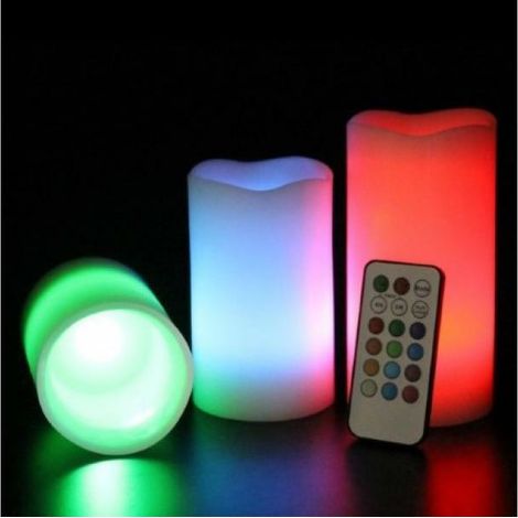 Elettroservice 3 candele led in cera a batteria rgb cambiacolore tramite telecomando ig112 (1/2)