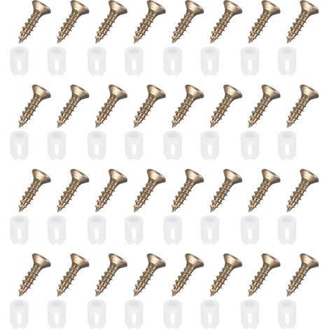 50Pcs 5.9x8.5mm Chevilles Plastique Pour Charnière Avec Vis Auto-Taraudeuses M4 Pour Meubles Armoires Portes, Blanc (1/5)