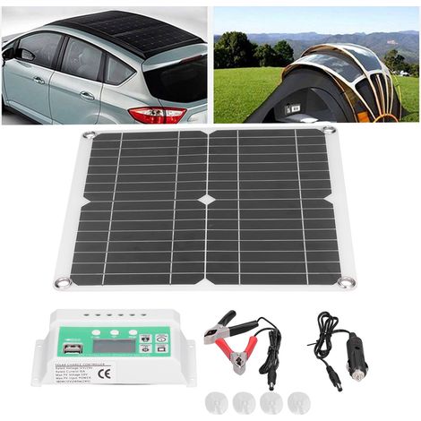 Panneau solaire flexible monocristallin en silicium 40 W 18 V avec contrôleur de charge solaire 10 A pour usage extérieur (1/5)