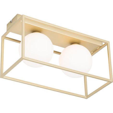 QAZQA aniek - Plafonnier - 2 lumière - L 35 cm - Doré/Laiton - Design - éclairage intérieur - Salon I Chambre I Cuisine I Salle à manger (1/5)