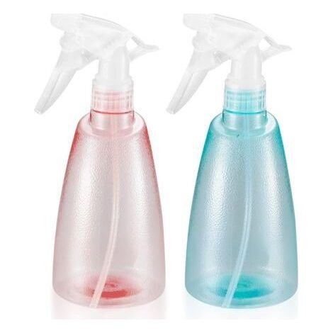 Set di 2 flaconi spray da 500 ml - Plastica - Flacone spray nebulizzatore - Per la pulizia della casa, del giardino, per parrucchieri, piante e fiori - Rosa/verde (1/4)