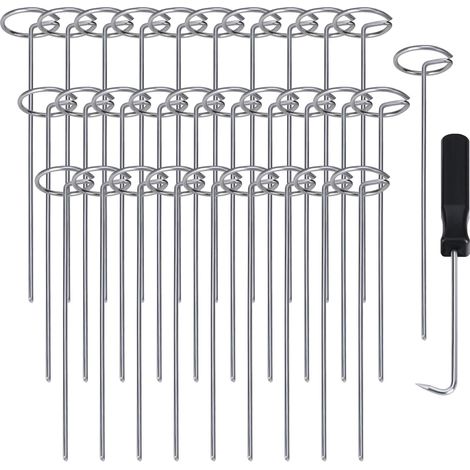 Lot de 60 piquets anti-mauvaises herbes - Ancrage au sol anti-rouille - 15 x 3 cm - Ancrage au sol de jardin - Piquets stables pour bâche anti-mauvaises herbes - Grillage de pelouse (1/5)