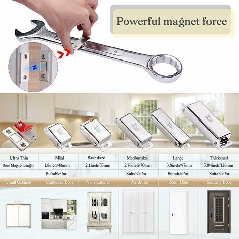 Magnetische Verschlüsse für Schranktüren, 5er-Pack, selbstklebende Magnetverschlüsse, starker Magnet für Schiebetüren, Schubladen und Fenster (1/4)
