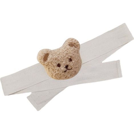 Embrasses de rideaux brodées tête d'ours, cordon d'attache, décoration pour chambre d'enfant, ours couleur thé au lait