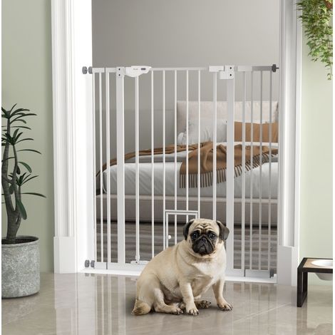 Barrera de seguridad para perro 104,1 cm, doble cierre, blanca HAVRYA (1/5)