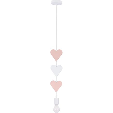 Suspension enfant blanc/rose cœurs 1xE27 20W Candellux (1/2)