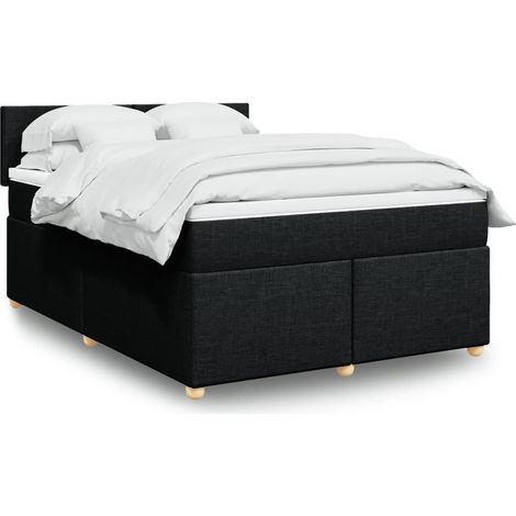 Boxspringbett mit Matratze Schwarz 140x190 cm Stoff