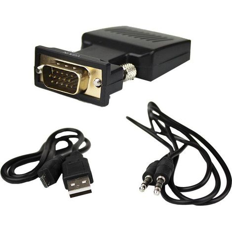 Adaptateur VGA vers HDMI avec audio jack de 3.5 mm