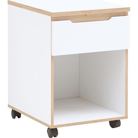 Rollcontainer mit 1 Schublade, weiß mit Eiche, MANRESA-36 (1/5)