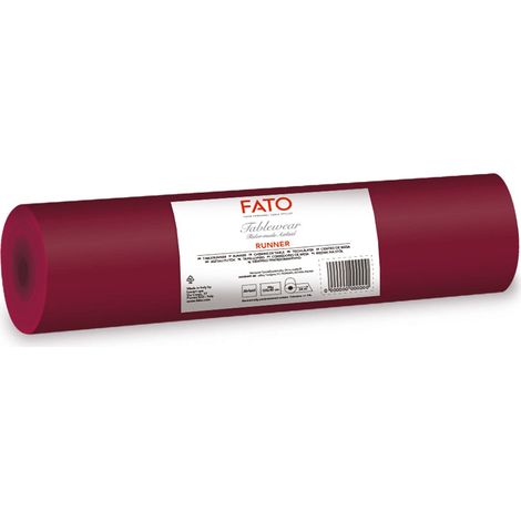 Fato, Runner da Tavola, Effetto Tessuto, Dimensione 0.4x24 m, Pretagliato ogni 1.20 m, Confezione da 20 Runner, Carta a secco, Airlaid, Alta Qualità, Colore Bordeaux (1/5)