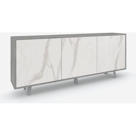 Velbruk Buffet 3-türig modernes Design - Grau - Calacatta-Marmor
