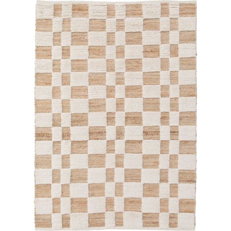 VIVARAISE - Tapis décoratif Milena - Blanc - Composition jute, laine et coton