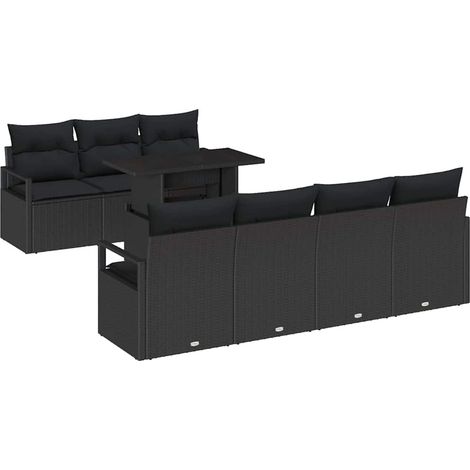 Garden Sofa Set 8 pcs Black Poly rattan vidaXL (1/5)