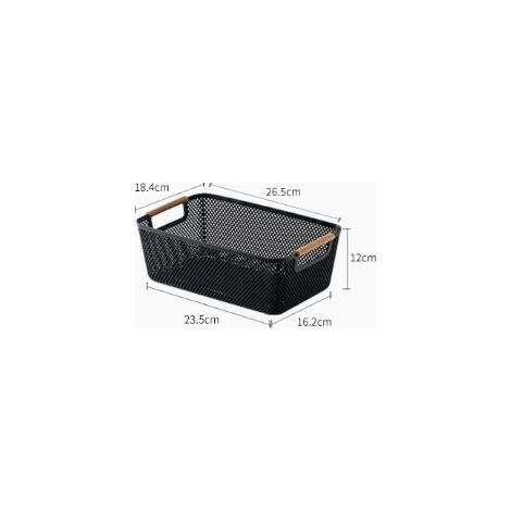 Panier de rangement ménager en plastique (noir) (1/2)