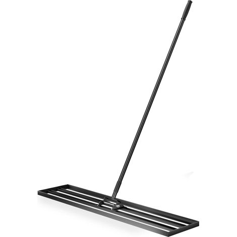 Wiltec Aluminium Rasenrakel 121,9 x 25,4 cm mit 2 m Stiel, Rasen Rakel Unebenheiten im Rasen ausgleichen, Leveler Gartengerät zum Rasen sanden