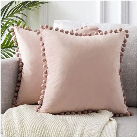 TAISHENGDA - Set mit 2 modernen, dekorativen Weihnachtskissenbezügen für Wohnzimmer, Sofa und Bürostuhl, quadratisch, weich, doppelseitiger Samt (45x45cm, Puderrosa) (1/5)