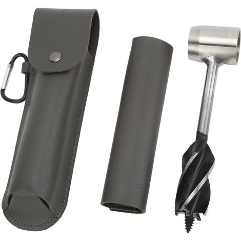 Perceuse à main multifonctionnelle en acier inoxydable, perceuse à bois portable avec sac de rangement, étui et étui en cuir PU gris (1/5)