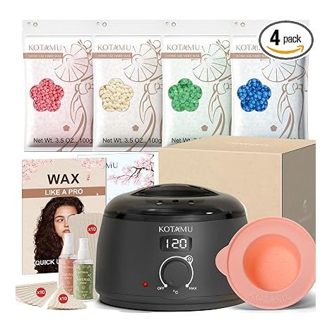 chauffe cire epilation kit pour peau poils  Idéal pour épilation sourcils visage et jambes avec accessoires et chauffe cire (1/5)