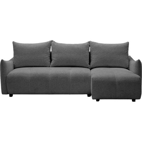CELINE - Canapé d'angle convertible tissu chenille 4 places - Gris - 128cm