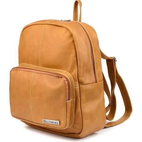 Mochila de mujer de piel de camello, fabricación polaca, Beltimore R33 (1/5)