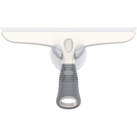 Silicone Squeegee with Suction Cup Mount, Multipurpose Squeegee for Glass, Window, Shower Door, Bathroom, All-Purpose Squeegee, White and Grey (1/3)