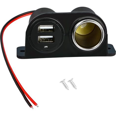 1 USB-Zigarettenanzünderbuchse, dualer 12V-24V-Stromanschluss, LED-Kontrollleuchte, für Auto, LKW, Wohnmobil (1/5)
