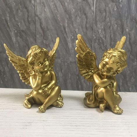 MINKUROW Estatuas Y Figuritas Decorativas De Ángel Resina Alas De Ángel Estatua Escultura Estatua De Jardín Estatuilla, Regalo Conmemorativo (1 Par-Dorado) (1/5)