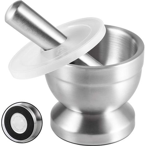 Mortier Et Pilon En Acier Inoxydable 18/8 - Bol À Herbes Et Épices - Broyeur De Comprimés - Pour Préparation Maison - 1 Pièce (1/5)