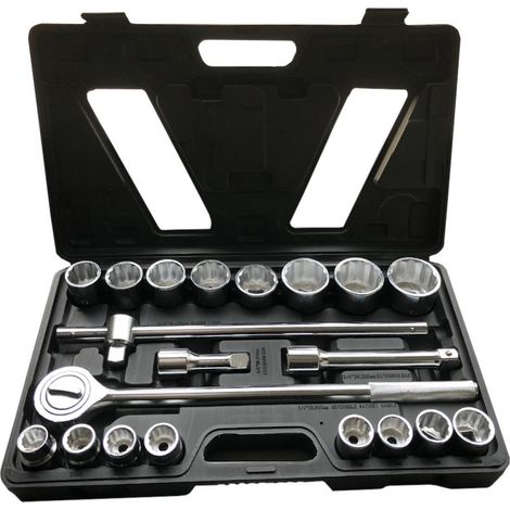 Beast Coffret 20 pièces avec Douilles 12 Pans 3/4" de 19 à 50 mm avec Cliquet Réversible Spécial Poids Lourd - Valise Anti-Chocs Pratique pour Transport (1/5)