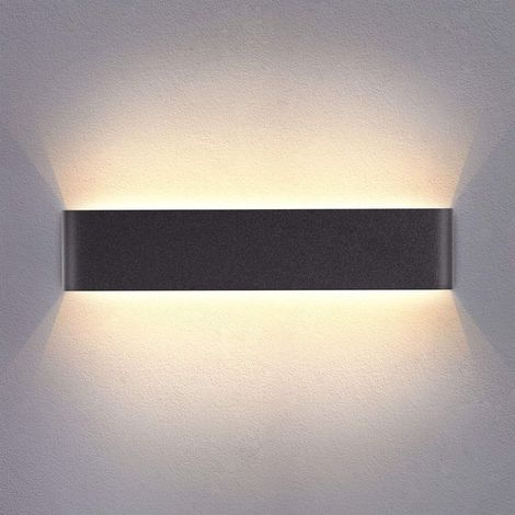 Applique murale d'intérieur LED (noire), 41 cm, lumière blanche chaude 14 W 3000 K, moderne, idéale pour une chambre, un salon, un couloir, une salle de bain ou des escaliers. (1/4)