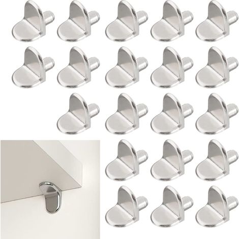20 Pièces Chevilles de Support d'Étagère, 5mm Taquet Étagère Support en Forme de L en Bois et Verre de Armoire Rangement Meuble Placard Bibliothèque (1/5)