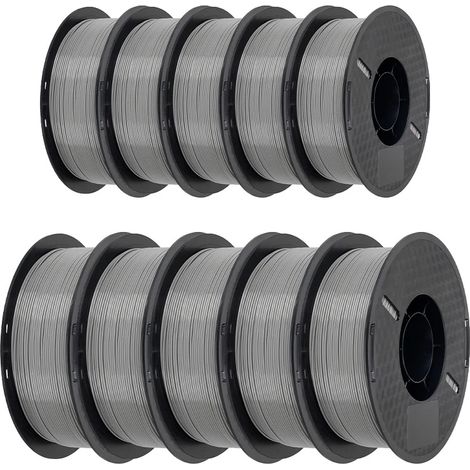 Filamento PLA per stampanti 3D, diametro 1,75 mm, rotolo da 1 kg, PETG da 10 kg, grigio (1/2)
