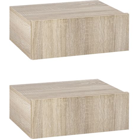 Lot de 2 tables de chevet murales THIBAUT chêne clair (1/5)