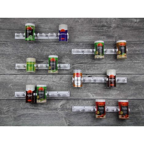 Estante para especias sin perforaciones - se puede acoplar a un especiero - 6 estantes, con capacidad para 30 tipos de especias (blanco)